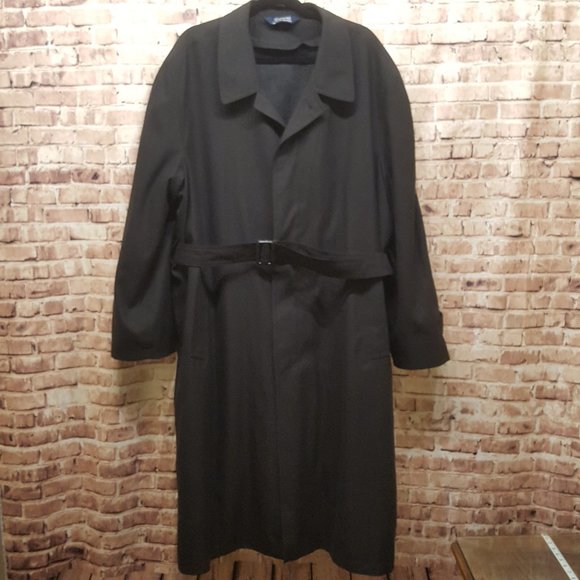 Stafford BLACK STF Micro Trench Coat w/ Zip Out Warmer Water Resistant 44 Long - Picture 1 of 15